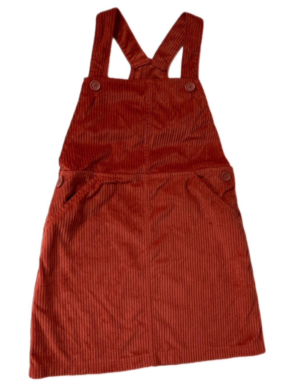 Toddler Girls Rust Corduroy Overall Dress Size Small 6-6X